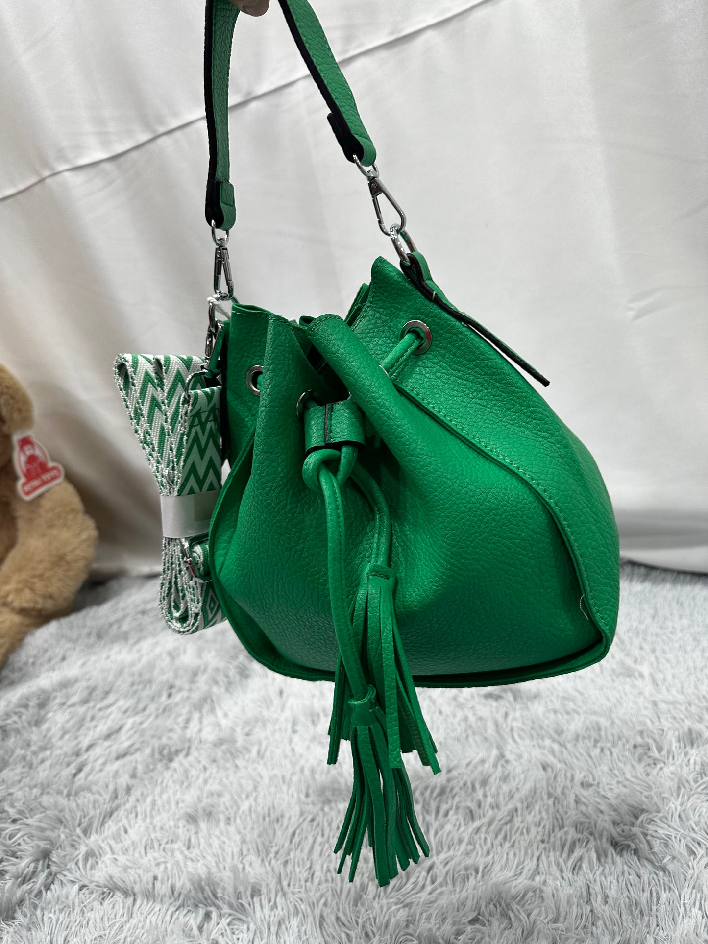 MINI BAG SACCHETTO in PELLE RUVIDA - VERDE