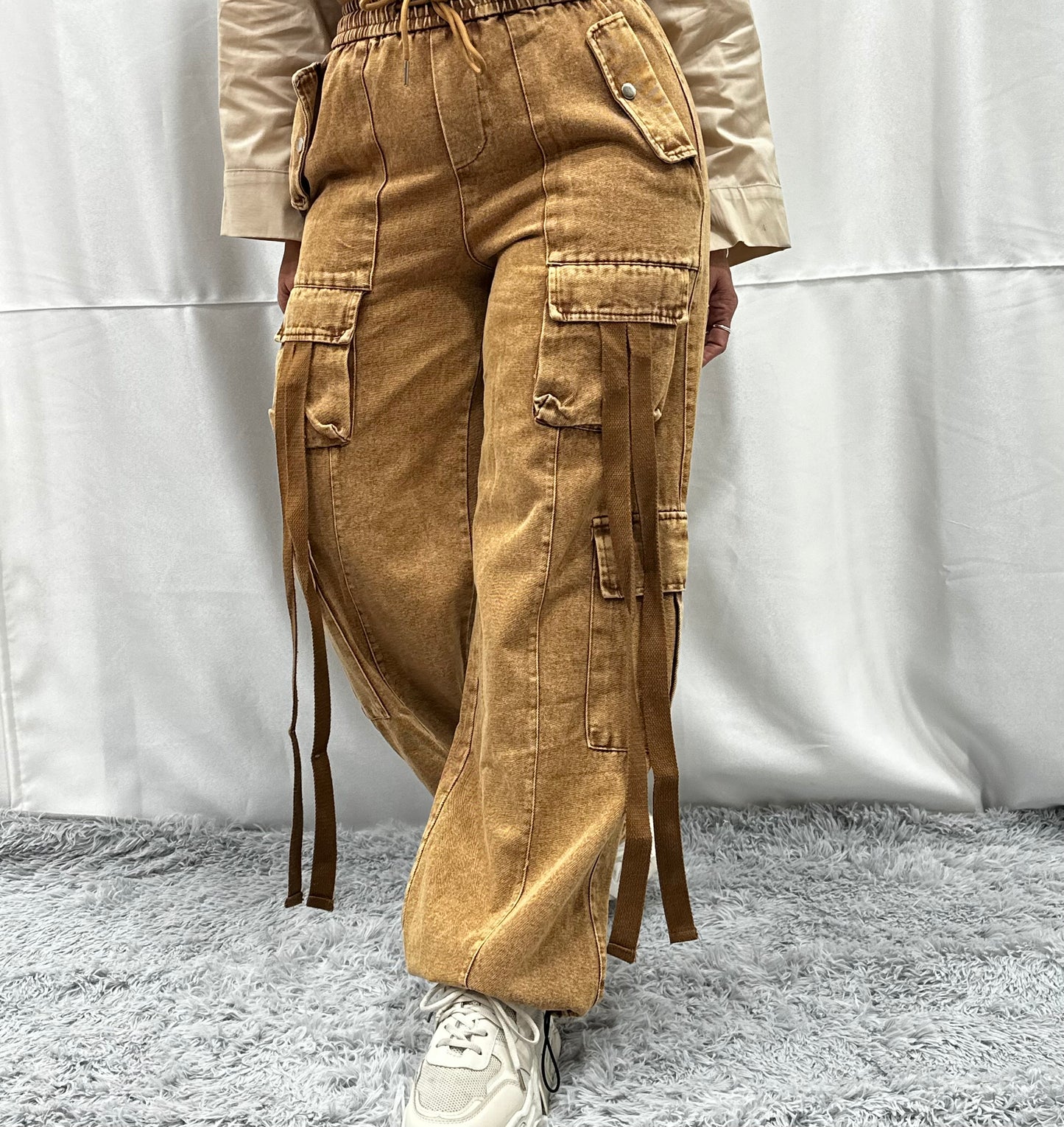 CARGO LACCETTI in DENIM TABACCO