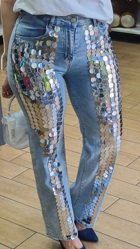 JEANS DISCO - GAMBA LARGA - DENIM CHIARO