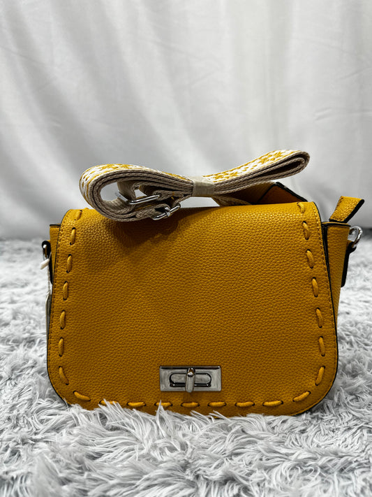 BAG MIDI in PELLE RUVIDA - GIALLO OCRA