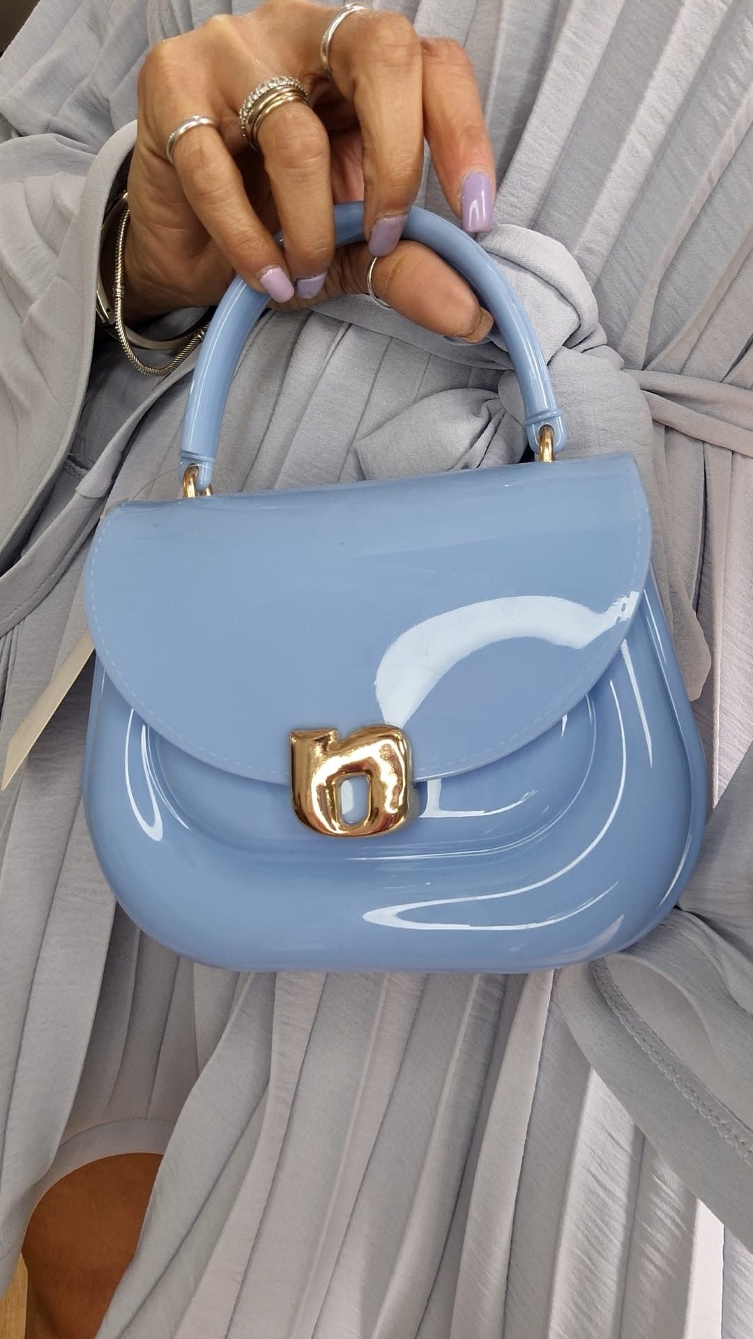 MINI BAG - PLASTIFICATA - AZZURRO POLVERE