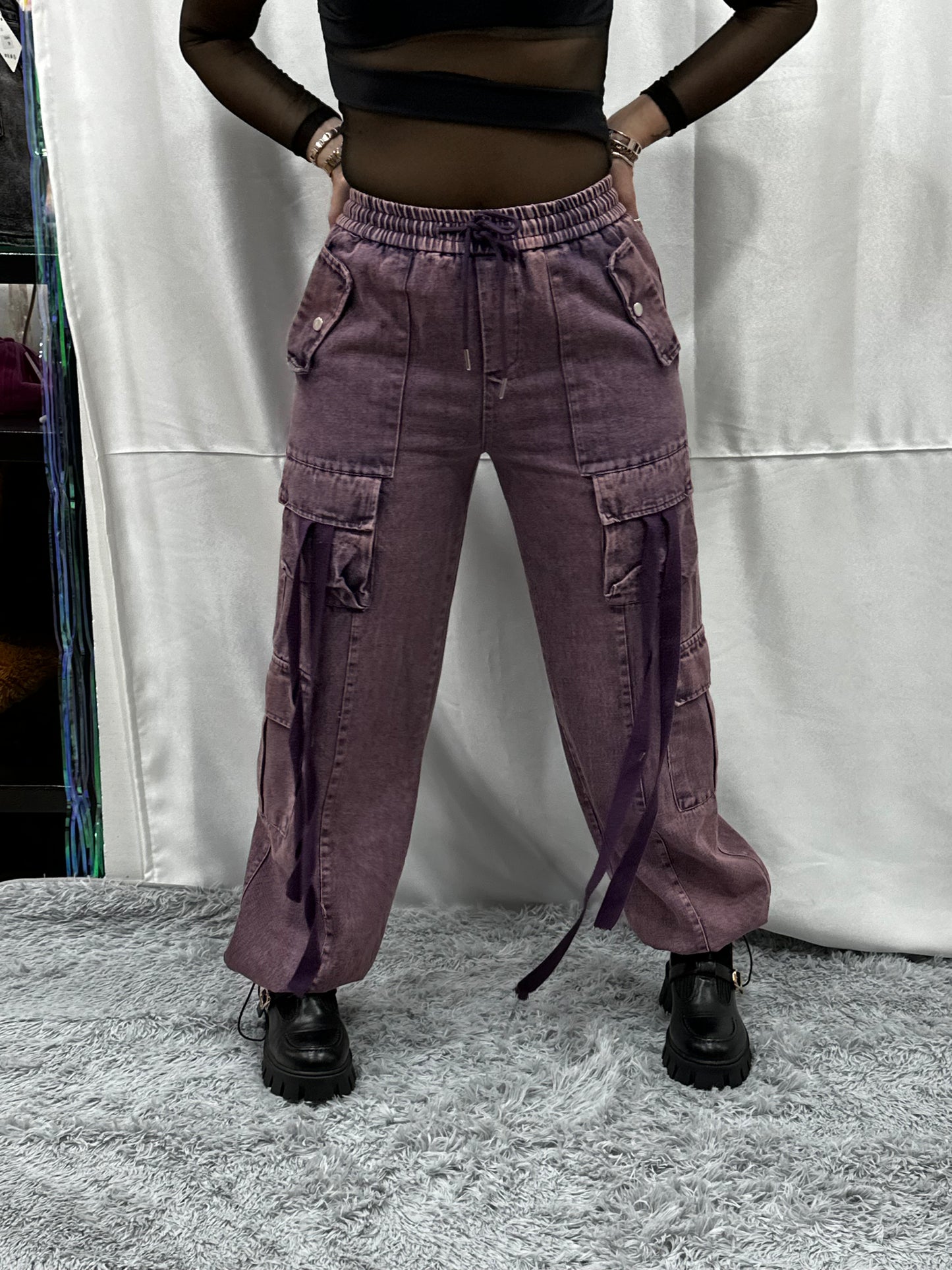 CARGO LACCETTI in DENIM VIOLA