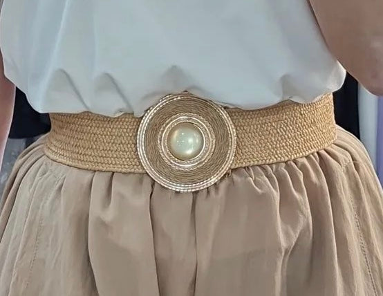 CINTURA - VIMINI - FIBBIA CON PERLA