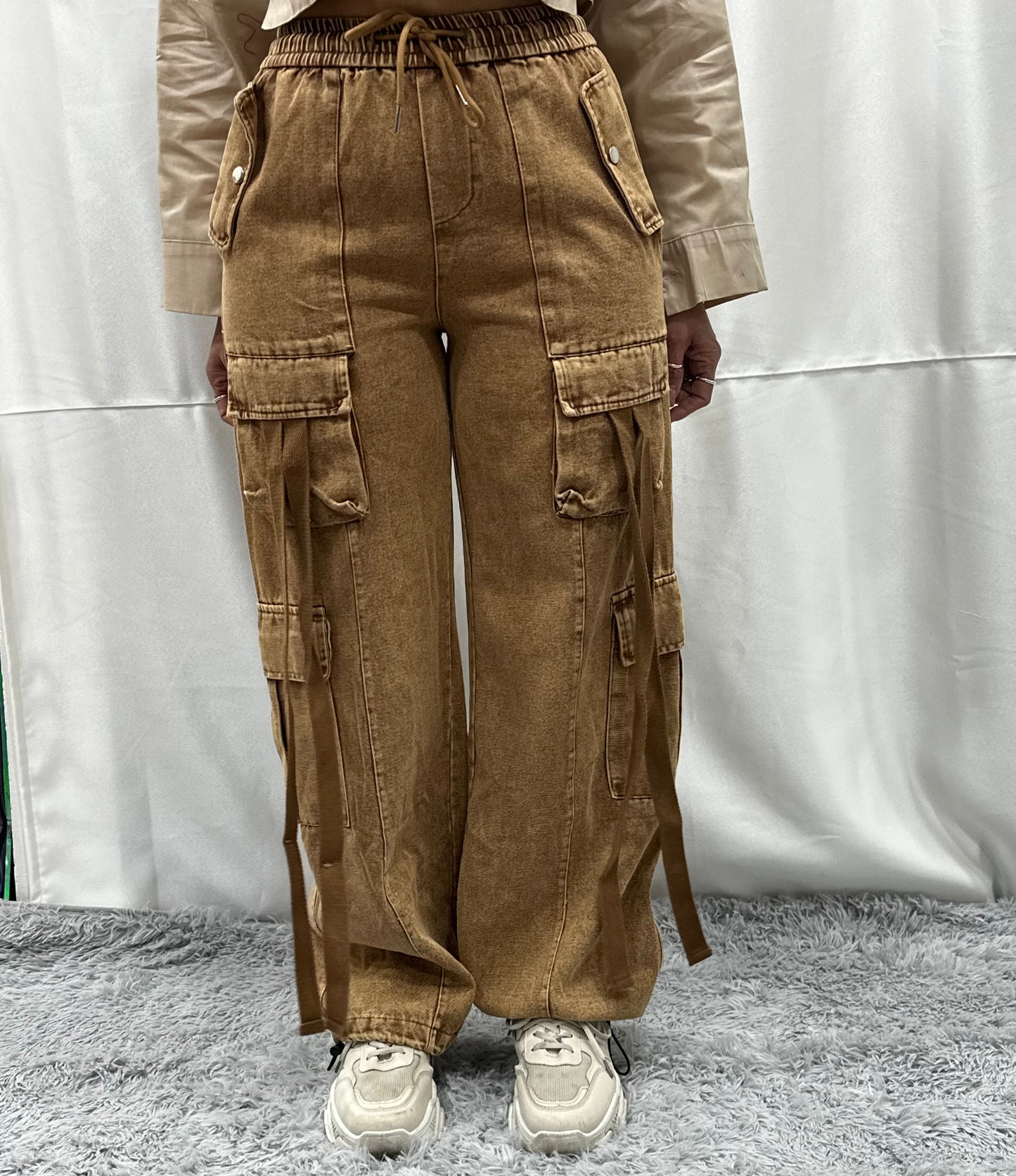 CARGO LACCETTI in DENIM TABACCO