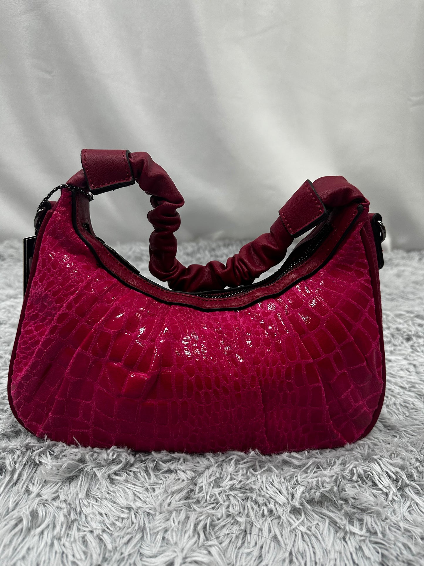 BAG MEZZALUNA PITONATA - FUXIA