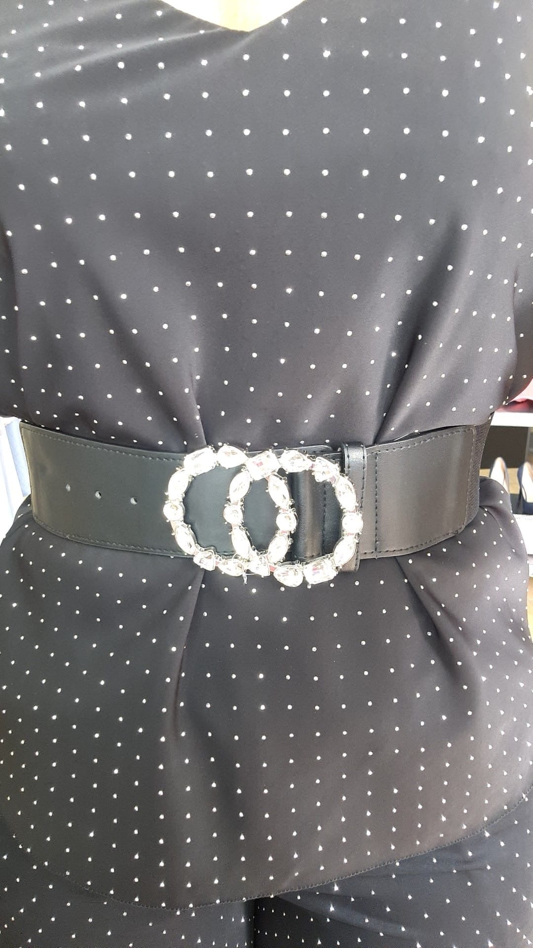 CINTURA - ELASTICIZZATA - SWAROVSKI- NERA