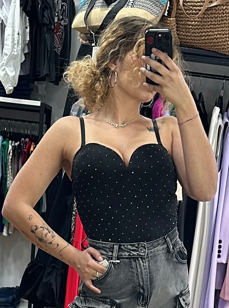 BODY - SCOLLO A CUORE - SWAROVSKI - NERO