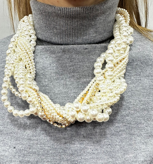 COLLARE di PERLE e SWAROVSKI